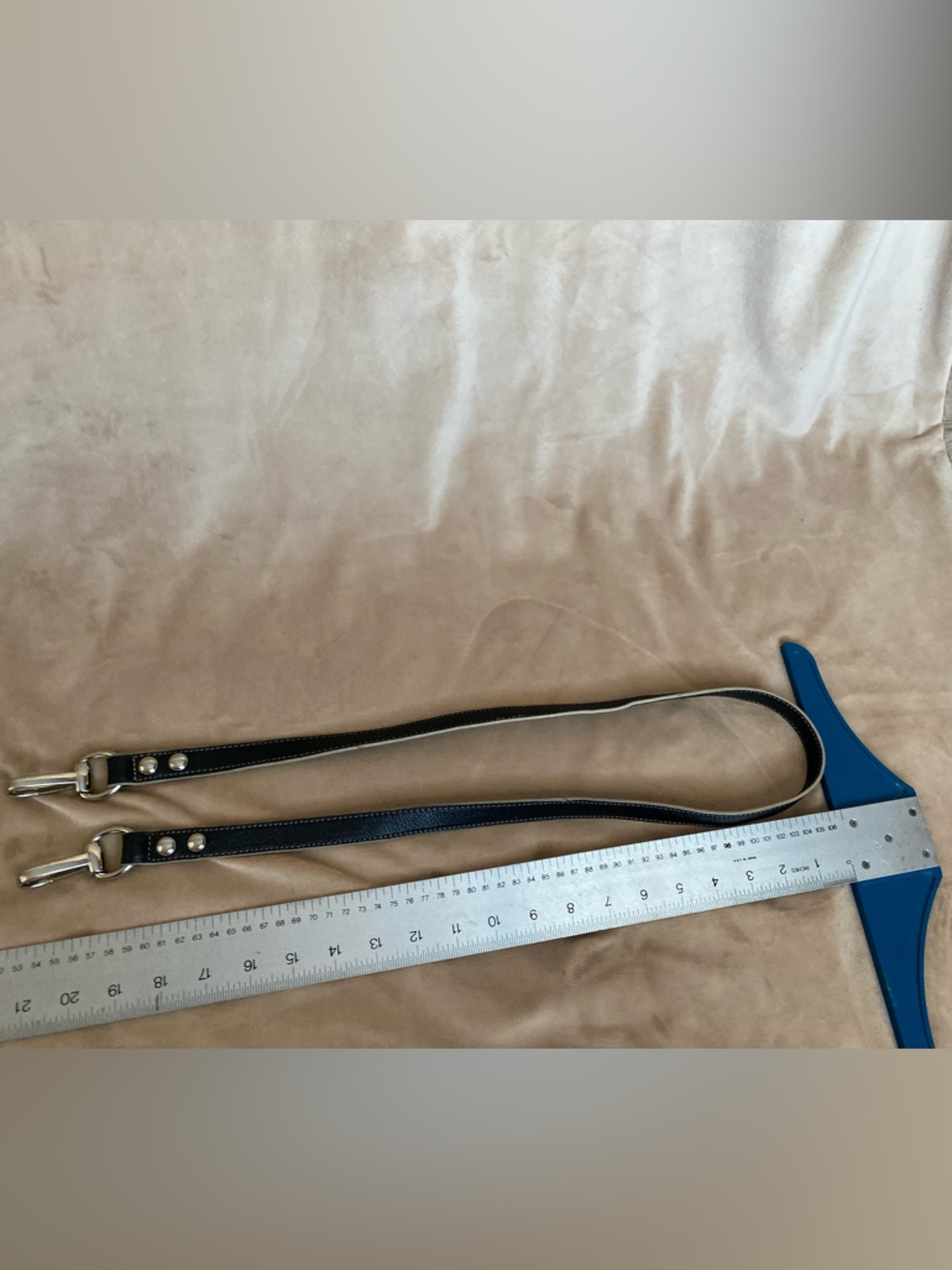 Black Leather Strap with Silver Hardware - Pair